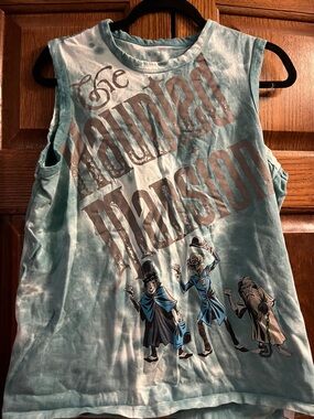 Women’s Light Teal Graphic Tank Top - Aquatinted Mansion Print